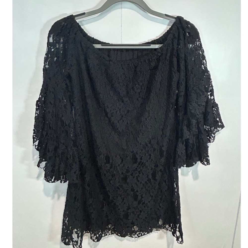Arden B Mini Dress Small Black Lace Off Shoulder Bell Sleeve witchy Goth Glam